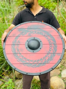 Wholesale DIY Customized Viking Wooden Shield Nordic <b>Dragon</b> Medieval Wall Decor Handmade High Durability Costume Prop Gift Bulk - Product Image 6