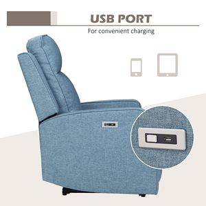 Poltrona Reclinabile Elettrica con Stazione di Ricarica USB, Rivestimento in Lino, Seduta Reclinabile Manuale Retrattile - Product Image 6
