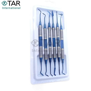 Ensemble professionnel de 6 spatules pour composites dentaires, tête plaquée titane, bleu, instruments de restauration médicale - Product Image 5
