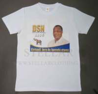 Toptan promosyon ucuz pamuk karışık kumaş düz toplu beyaz başkanlık seçim kampanyası $1.00 yuvarlak boyun boş t shirt