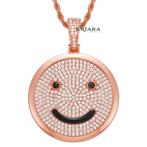 Charme visage souriant en moissanite plaqué or 18 carats en argent 925, style hip-hop unisexe, à porter au quotidien - Product Image 3