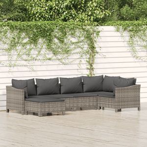 Ensemble de salon de jardin moyen avec rotin PE gris et acier thermolaqué – Mobilier d'extérieur élégant - Product Image 1