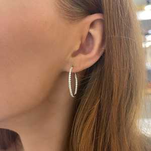 Pendientes de Aro de Oro de 14K con Diamante Cultivado en Laboratorio de Corte Redondo, Aros Grandes Minimalistas Clásicos Franceses de 10K para Uso Diario - Product Image 2