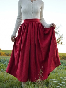 Women's Casual Natural 100% Cotton Floor-Length Wrap Design Breathable Eco-Friendly <b>Summer</b> <b>Skirt</b> Custom Made In-Stock - Product Image 2
