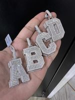 Pendentif Breloque Initiale Lettre en Moissanite VVS Diam 925 Argent Plaqué Or, Coupe Brillante, Style Hip Hop, Bijou Unisexe pour Fête, Troisième