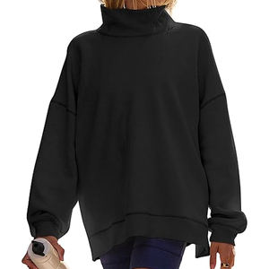 Sudadera Oversize de Cuello Alto a Rayas Rosa y Blanco para Mujer, Suéter Casual Personalizado para Dama, Sudadera con Hombros Caídos y Capucha Estilo Streetwear - Product Image 2