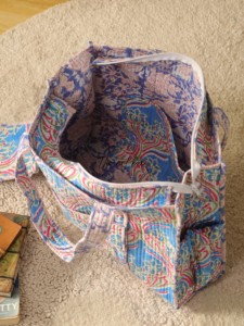 OEM Assorted Blue Heart Quilted Cotton Tote <b>Bag</b> with Pouch - Eco-Friendly <b>Boho</b> Reusable Shopper <b>Bag</b> - Product Image 3