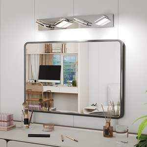 Modern Sleek Minimalist 4-<b>Light</b> Chrome LED <b>Vanity</b> Wall Sconce Energy-Efficient Easy Install for Bathroom <b>Mirror</b> Lighting - Product Image 6