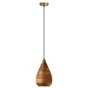 Lámpara Colgante Moderna de Madera Estilo Granja con Acabado en Nogal, Lámpara Colgante de Metal con Jaula, Lámpara de Techo Industrial Contemporánea de Latón Dorado - Product Image 3