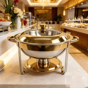Pot de service élégant en acier inoxydable de style arabe avec couvercle en verre et poignées en alliage de zinc pour la restauration de restaurants du Moyen-Orient - Product Image 1