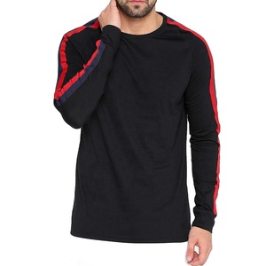 T-shirt à manches longues col rond raglan pour homme, personnalisé, de haute qualité, 100 % coton, patchwork, t-shirt à manches longues pour homme - Product Image 2