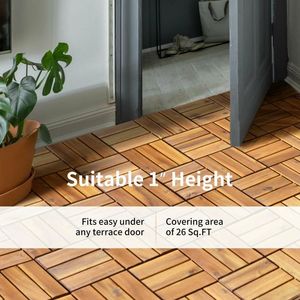 27 pezzi di legno di Acacia ad incastro Patio piastrelle per esterni pavimento decorativo - Product Image 3