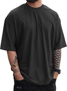 เสื้อยืดโอเวอร์ไซส์ผ้าฝ้ายแท้ 100% น้ำหนัก 220 กรัม พิมพ์ลายตามสั่งที่ไหล่ สไตล์ฮิปฮอป ไซส์พลัส ผ้าฝ้ายแท้ 100% ทรงบ็อกซี่ สำหรับผู้ชาย - Product Image 1