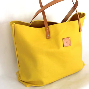 Bolsa de lona grande de algodón resistente con asa de cuero para mujer, ideal para compras, playa, hombro, reutilizable, para supermercado, venta al por mayor - Product Image 1