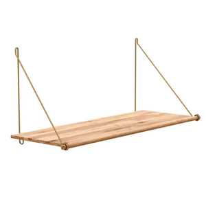 Set 2 Wood Floating Wall <b>Shelves</b> Metal <b>Triangle</b> <b>Bracket</b> Timber Storage Ledge Board Living Room Flower Pot Adjustable Modern - Product Image 1