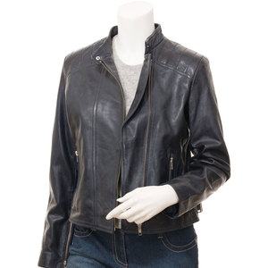 Wholesale Women Lambskin <b>Leather</b> <b>Jacket</b> Slim Fit <b>Biker</b> Moto Manufacturer Custom Women Real <b>Leather</b> <b>Biker</b> <b>Jacket</b> Motorcycle - Product Image 3