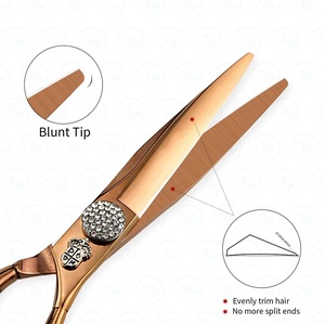 "Premium Gold-Plated Hair Cutting and Styling Scissors <b>Set</b> with Thinning Shears Straight Razor & Case - Product Image 5