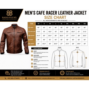 Veste en cuir vintage pour homme, style motard, épaules matelassées, style Café Racer - Product Image 6