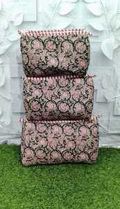 Handmade Quilted Floral Cotton Zipper Lightweight Cosmetic <b>Bag</b> Block Print Makeup Organizer Pouch Premium Cotton Travel <b>Toiletry</b> - Product Image 4