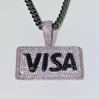 Pendentif Thème VISA en Cristal Strass Lettre Breloque Unisexe Style Hip Hop Rock Plaqué Argent Moissanite BRILLIANT DIAMANT Tendance