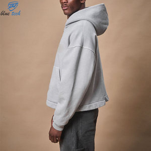 Custom Men's Embroidered Oversized Zip Up Hoodie Heavyweight Cotton Fleece Streetwear Hooded Sweatshirt OEM ODM Wholesale - Product Image 3