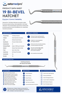 เครื่องมือทันตกรรมแบบมือถือสำหรับการบูรณะฟัน รุ่น Premium Dental 19 Bi-Bevel Hatchet ผลิตจากเหล็กกล้าไร้สนิมเกรดทางการแพทย์ ความแม่นยำสูง สำหรับการผ่าตัดและบูรณะฟัน  OEM - Product Image 4