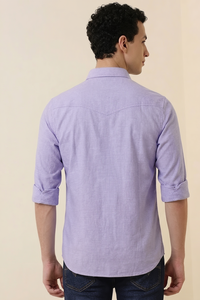 เสื้อเชิ้ตผู้ชาย Enovate แบบกระดุมสองแถว สีพื้น แขนยาว สไตล์ลำลอง ปกคอพับ ระบายอากาศได้ดี ผลิตจากผ้าฝ้ายทอ  โลโก้ที่คอหลัง รับผลิตแบบ ODM - Product Image 2