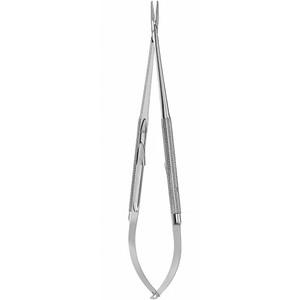 Porte-aiguilles micro-jalons JACOBSON Delicate Touch, surface anti-poussière, pour sutures 5-0, manche droite moleté, 8 po (20,3 cm) ZETOMEDPRO - Product Image 1