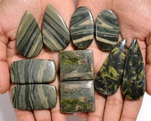 Paires assorties de jaspe zèbre naturel, cabochons lisses et polis, pierres précieuses en vrac, rayées noir et blanc, pour la fabrication de bijoux faits à la main - Product Image 4