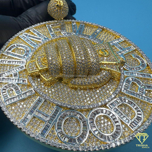 Custom Iced Out "BANDNFULLHOOD" Pendant Hip Hop <b>Gavel</b> Medallion VVS Lab Grown Diamond in 925 Sterling Silver Charm - Product Image 3