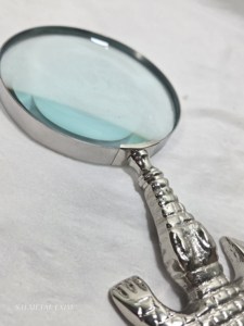 Silver Crocodile Magnifying Glass Handheld Animal Handle Magnifier Vintage Desktop <b>Decor</b> Luxury Gift Metal Craft Handicraft - Product Image 2