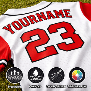 Fabricante de Camisetas de Béisbol Personalizadas OEM, Parte Delantera Corta, Secado Rápido, Transpirable, Tela 100% Poliéster, Nombre y Número del Jugador Bordados - Product Image 3