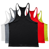 Camisetas sin mangas personalizadas de talla grande para hombre, 100% poliéster, cuello en V, lisas, con espalda en Y, para gimnasio, correr, deportes, transpirables, de punto, al por mayor