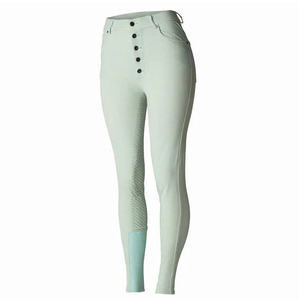 Leggings de yoga taille haute pleine longueur avec fermeture boutonnée, couleur unie, en Spandex et Nylon, extensibles dans les quatre sens - Product Image 2