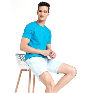 T-shirt blanc à col rond pour homme avec poche grise, décontracté, respirant, en tissu éponge polyester/coton 360g, style streetwear uni pour l'été - Product Image 3