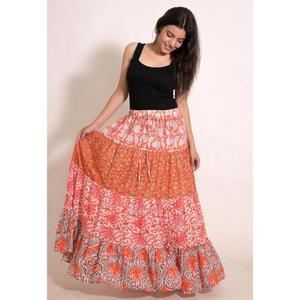 Indian Cotton Maxi <b>Skirt</b> Handmade Printed Bohemian <b>Long</b> Wrap <b>Skirt</b> Women's Vacation Beach Wear - Product Image 4