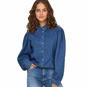 Women Denim Shirt Long Sleeve Solid Color Button Up Casual Loose Fit Stonewashed Cotton Autumn Style - Product Image 4