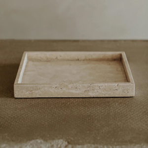 Bol en travertin sur piétement, bol à fruits en pierre, centre de table moderne en travertin avec base en bois, décoration décorative pour table basse - Product Image 6