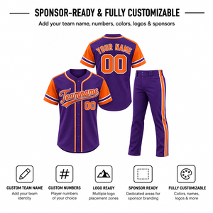 Conjunto de Uniforme de Béisbol de Alta Calidad para Adultos, Manga Corta, Impresión Sublimada, Absorbe la Humedad, 100% Poliéster, Nombre y Número del Equipo - Product Image 2