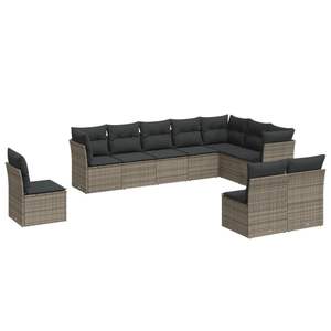 Conjunto de Sofás de Jardín de Ratán Gris, 10 Plazas, Muebles Contemporáneos para Exteriores - Product Image 4