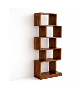 Wholesale Modern <b>Solid</b> Wood Bookshelf Zigzag <b>Wooden</b> Display Rack Free Standing Organizer for Living Room | Pindel Handicraft - Product Image 5
