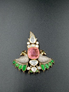 Broche Paon Plaqué Or Argenté avec Zircon Cubique Rose et Pierres Vertes – Accessoire Unisexe pour Vêtements, Fêtes, Mariages, Fiançailles, Cadeau - Product Image 5