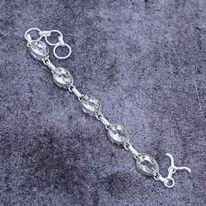 Faceted White Topaz <b>Sterling</b> <b>Silver</b> <b>Bracelet</b> Handmade Gemstone Jewelry Bohemian Women <b>Bracelet</b> Wholesale - Product Image 3
