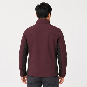 <b>Men's</b> <b>Fleece</b> <b>Lined</b> Softshell <b>Jackets</b> Contrast Color Water Resistant Winter Snow Coat Hooded <b>Jacket</b> with OEM ODM - Product Image 4