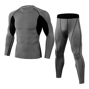 <b>Men's</b> Long Sleeve <b>Compression</b> <b>Shirts</b> & Base Layer Legging Tights Custom Made Fitness Workout Athletic 2 Piece Set <b>For</b> <b>Men</b> - Product Image 5
