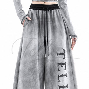 New Design Women's Double Waisted Sweatpants Oversized Heavy <b>Weight</b> Cotton Jogger Pants Breathable Baggy Plain <b>Blank</b> Trousers - Product Image 5