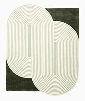 Tapis d'intérieur indien fait main en laine tuftée, motif moderne à double motif capsule, tapis de sol doux et moelleux pour canapé et salon