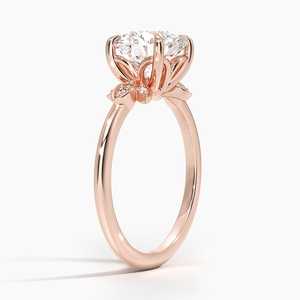 Anillo de Compromiso Fiore Moissanite con Engaste de Puntas Chapado en Oro de 14K para Boda y Aniversario - Product Image 4