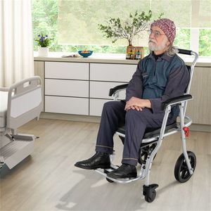 Sedia a rotelle pieghevole in alluminio da 10 pollici con capacità di 150 kg, per letto/doccia/sedile WC rialzato, design antiruggine per anziani - Product Image 3