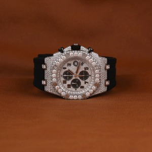 Verdantis VVS Moissanite <b>Watch</b> Rose Gold Fully Iced Out Round Case Green <b>Arabic</b> Numeral Fluted Bezel Horizon Link Custom <b>Watch</b> - Product Image 1